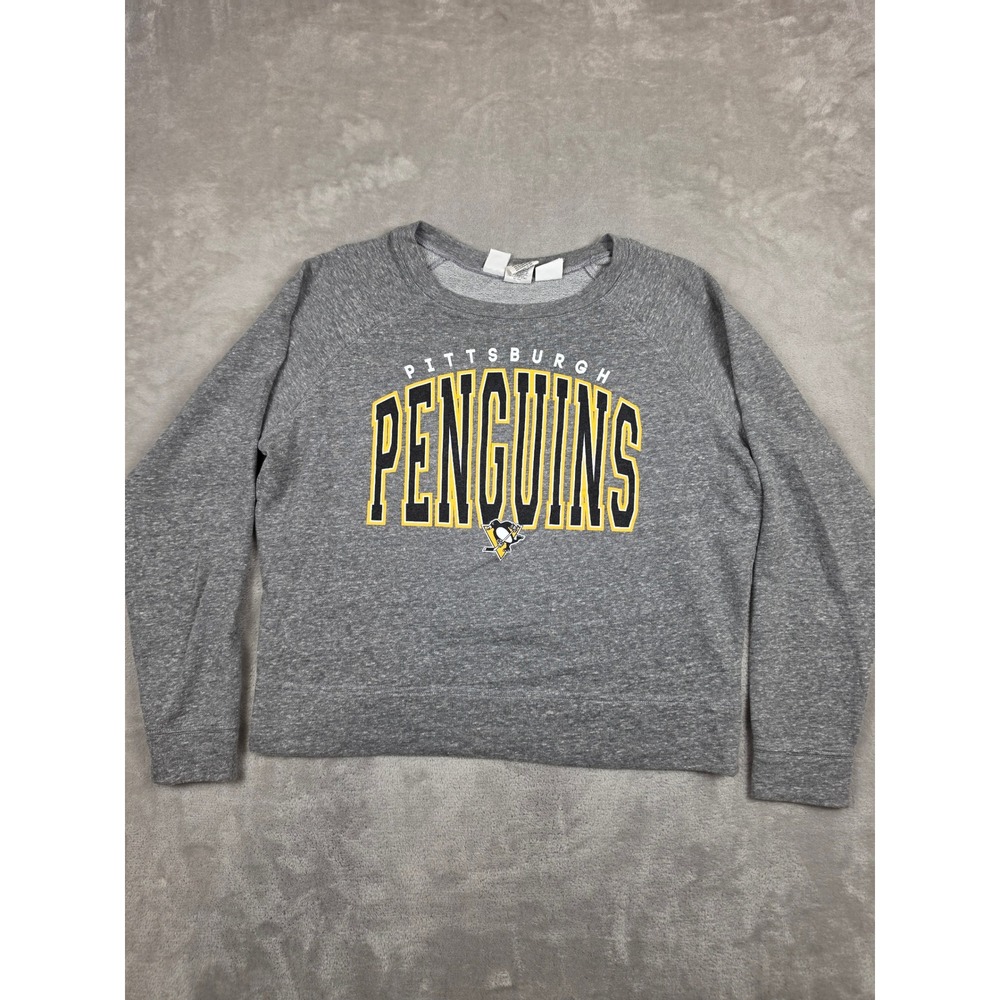 Concepts Sport Pittsburgh Penguins Women Large Gray NHL Sweatshirt Raglan Crop